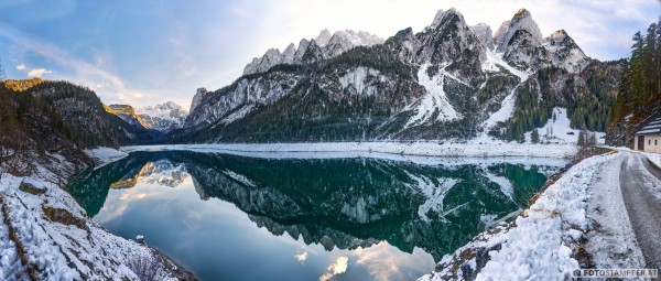 Panorama am Gosausee mit Dachstein und Gosaukamm